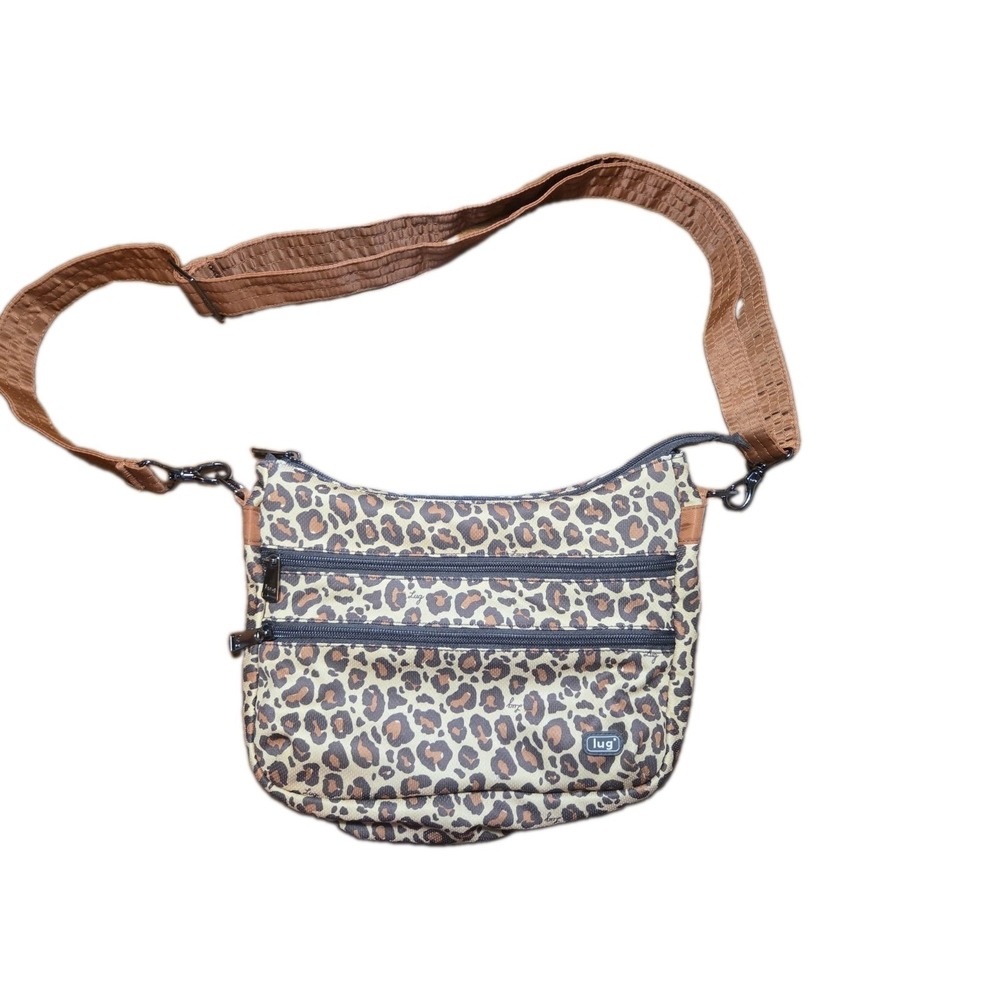 Lug Slider Freestyle Cheetah Leapord Print Crossbody Bag Purse Black Chrome